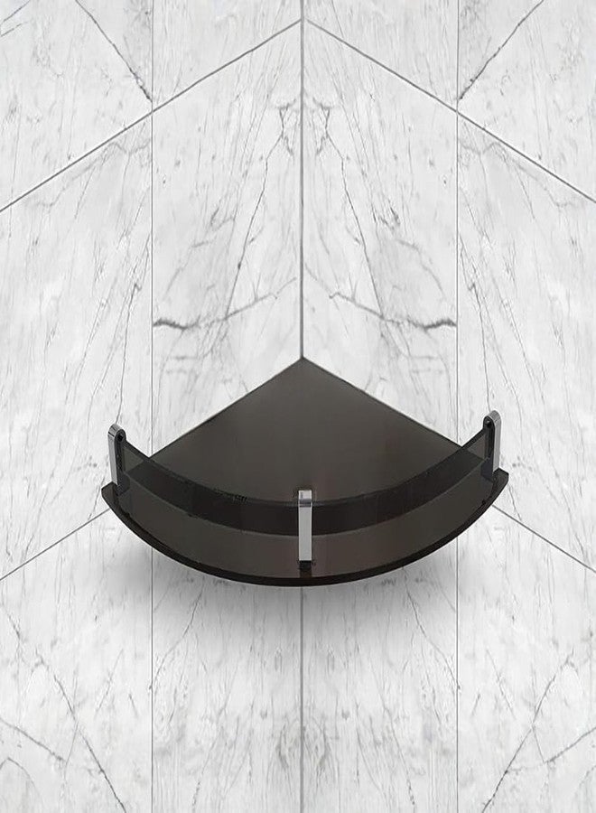 QUISTAL 10x10 Inch Acrylic Wall Mount Multipurpose Modern Corner Shelf for Bathroom, Kitchen, Bedroom (Pack of 1, Black) - Image 1